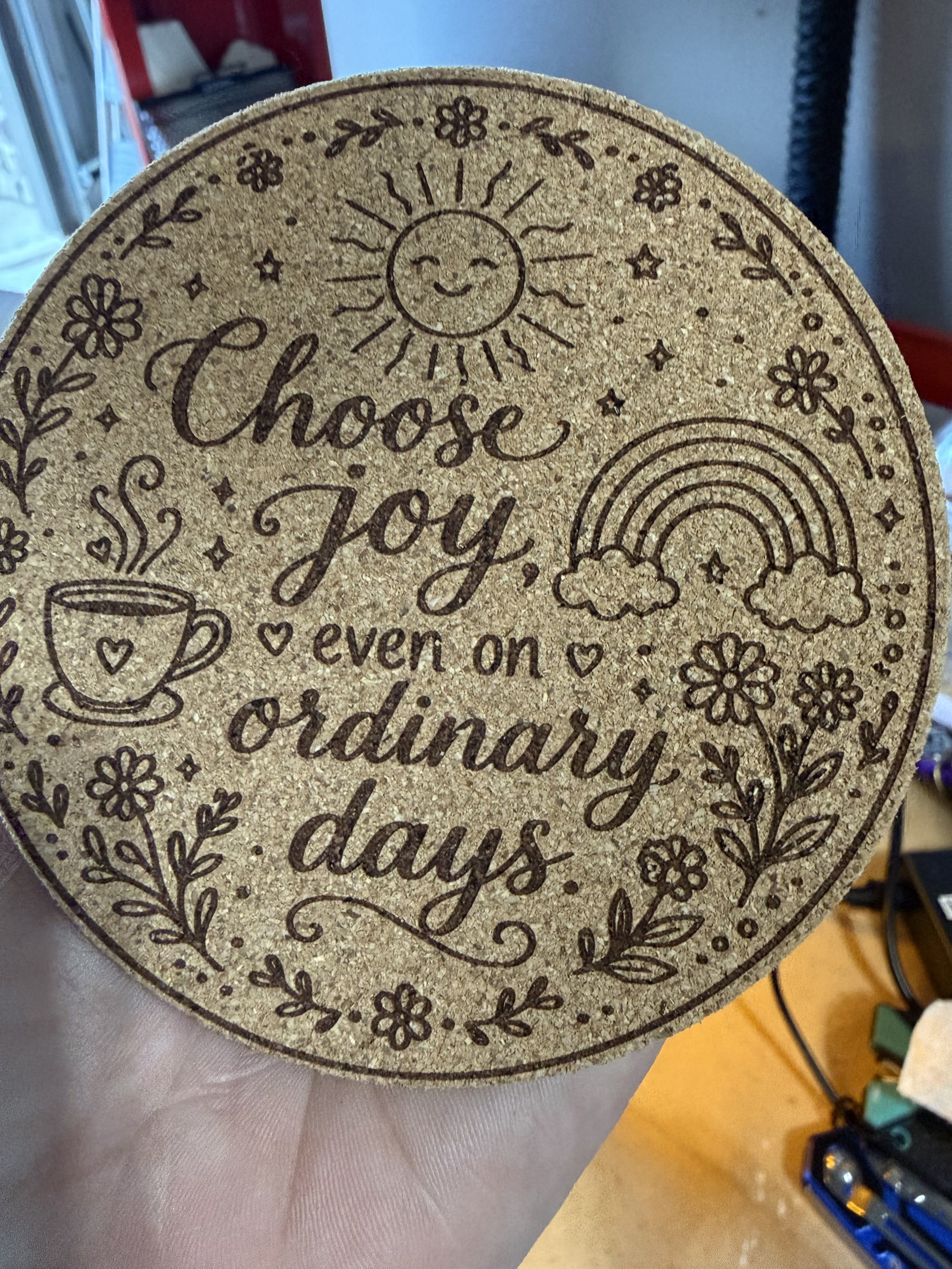 Custom engraved cork coasters